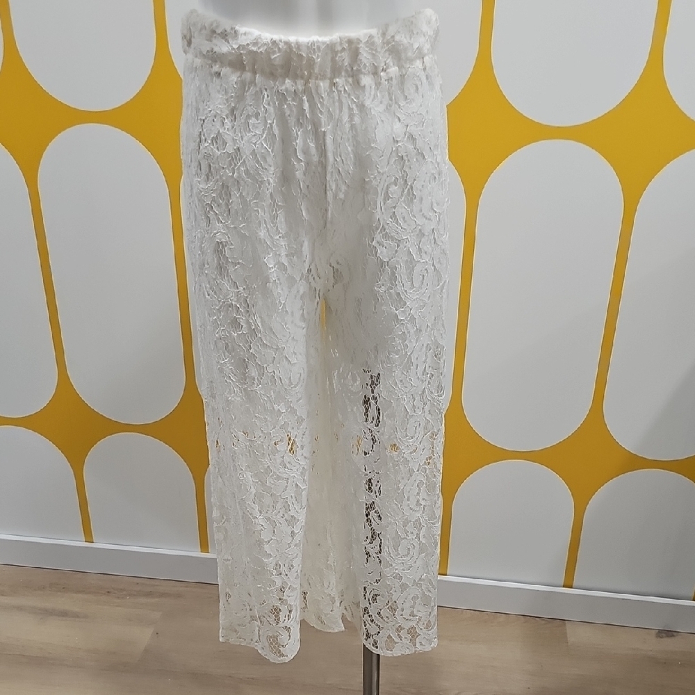 White Lace Swim Cover-Up Pants Ankle Length Size XL Beach Resort Summer